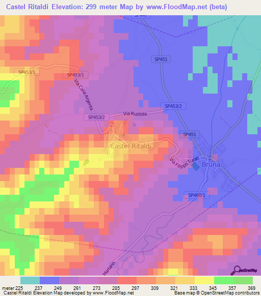 Castel Ritaldi,Italy Elevation Map