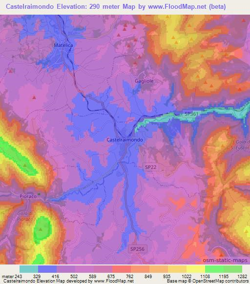 Castelraimondo,Italy Elevation Map