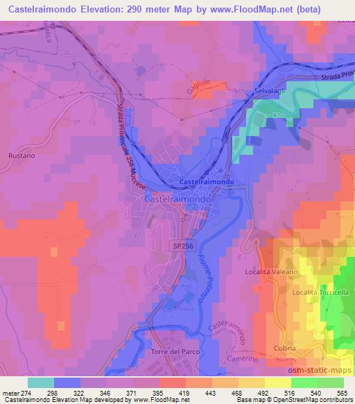 Castelraimondo,Italy Elevation Map