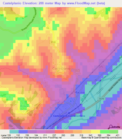 Castelplanio,Italy Elevation Map