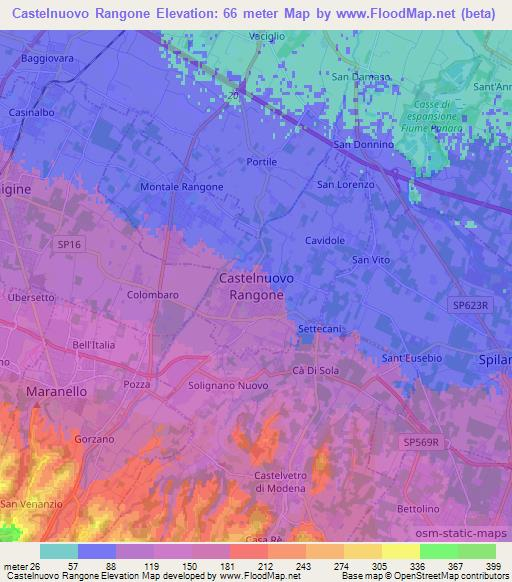 Castelnuovo Rangone,Italy Elevation Map