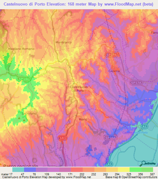 Castelnuovo di Porto,Italy Elevation Map