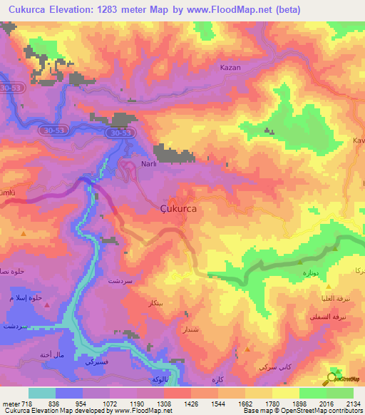 Cukurca,Turkey Elevation Map