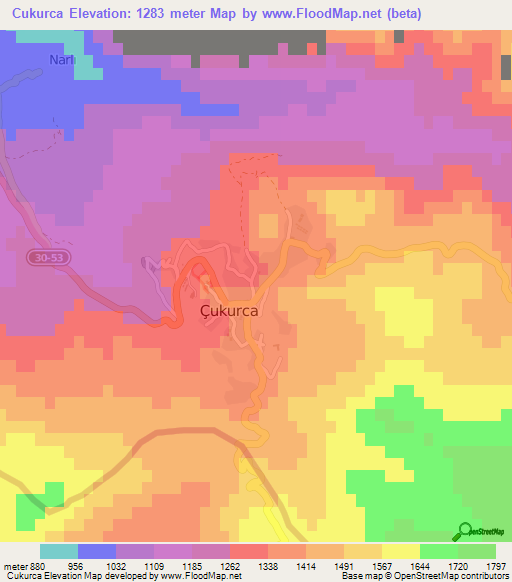 Cukurca,Turkey Elevation Map