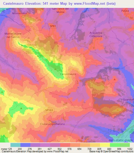 Castelmauro,Italy Elevation Map