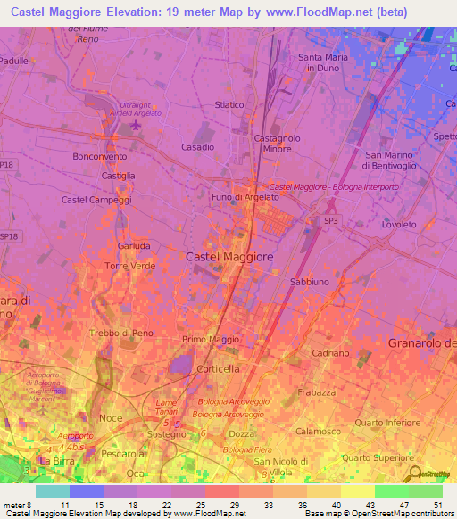 Castel Maggiore,Italy Elevation Map