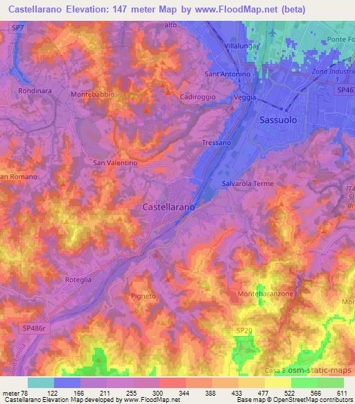 Castellarano,Italy Elevation Map