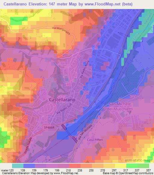 Castellarano,Italy Elevation Map
