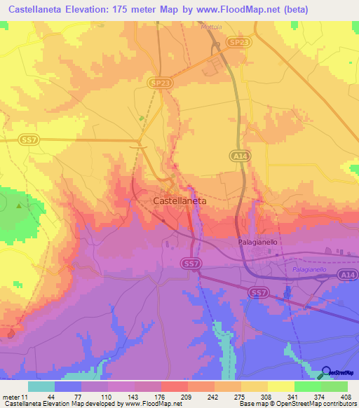 Castellaneta,Italy Elevation Map