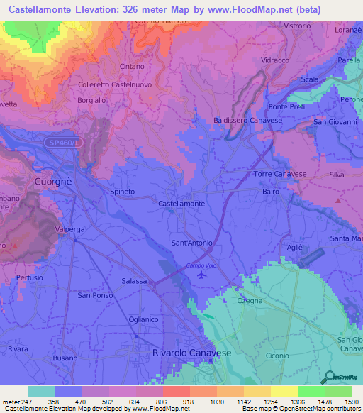 Castellamonte,Italy Elevation Map