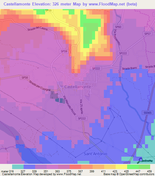 Castellamonte,Italy Elevation Map