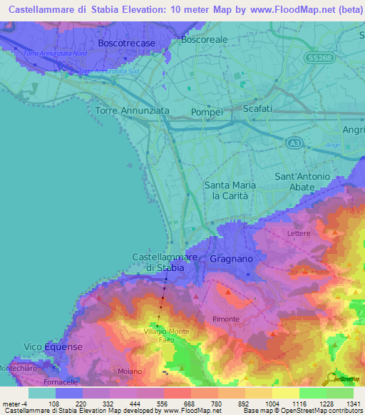 Castellammare di Stabia,Italy Elevation Map