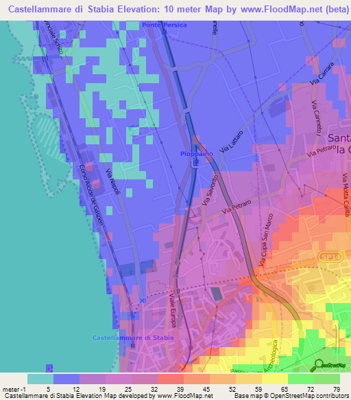 Castellammare di Stabia,Italy Elevation Map