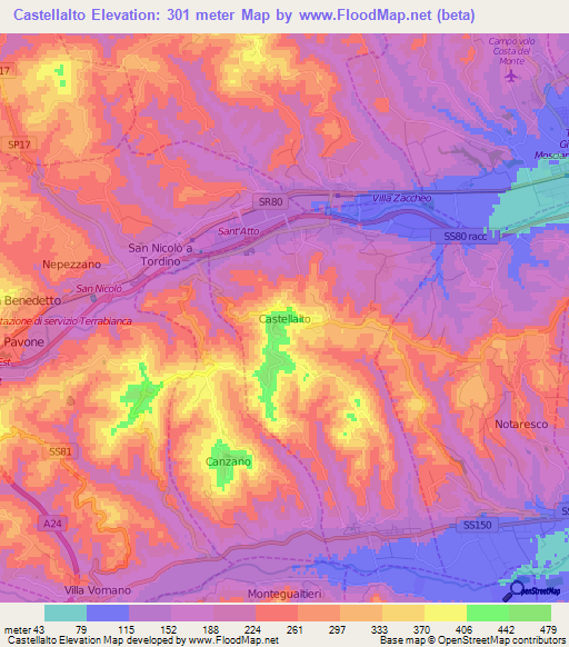 Castellalto,Italy Elevation Map