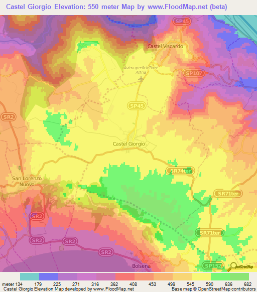 Castel Giorgio,Italy Elevation Map