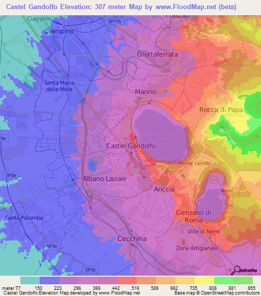 Castel Gandolfo,Italy Elevation Map