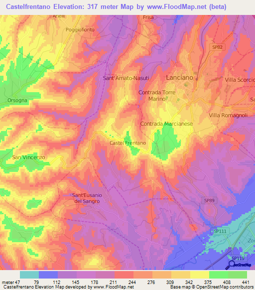 Castelfrentano,Italy Elevation Map