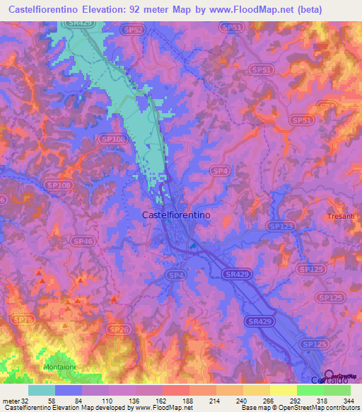 Castelfiorentino,Italy Elevation Map