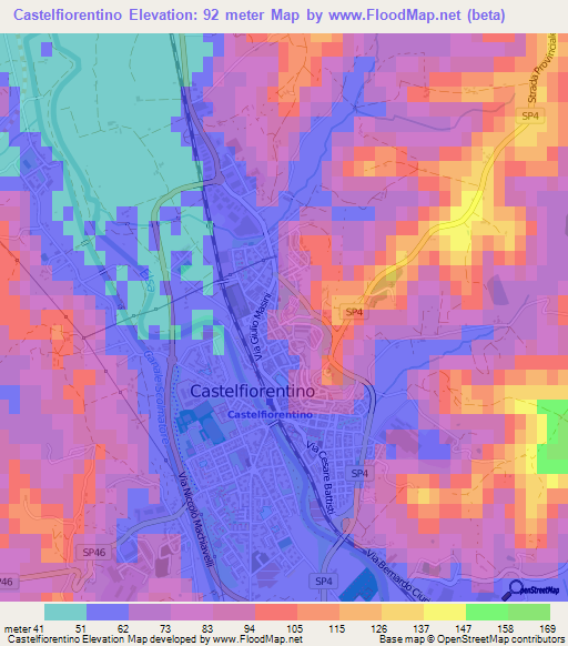 Castelfiorentino,Italy Elevation Map