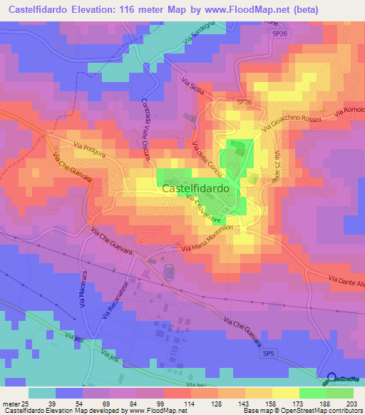 Castelfidardo,Italy Elevation Map