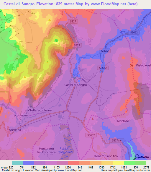 Castel di Sangro,Italy Elevation Map