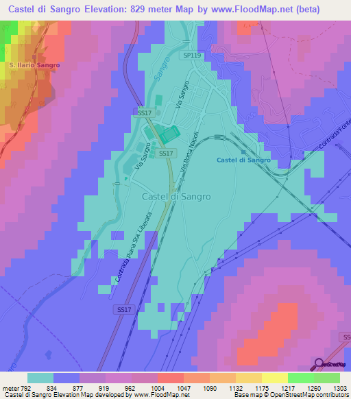 Castel di Sangro,Italy Elevation Map