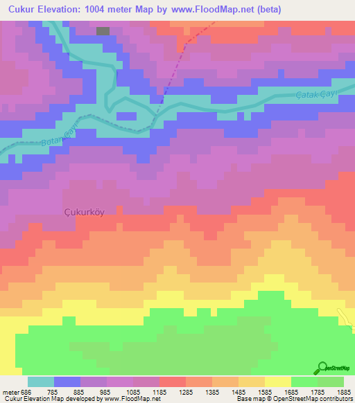 Cukur,Turkey Elevation Map