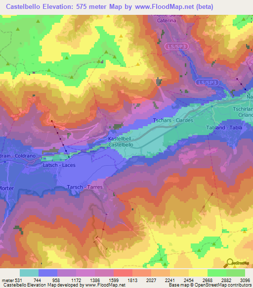 Castelbello,Italy Elevation Map