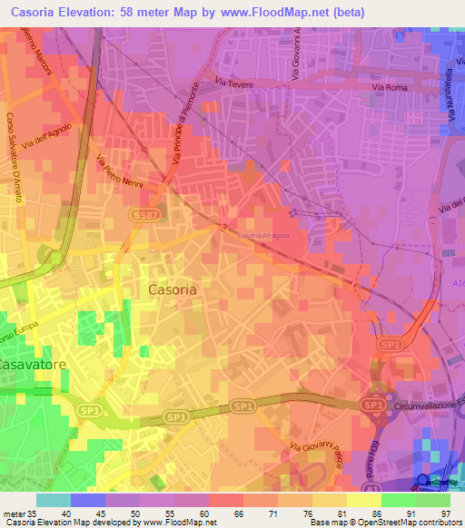 Casoria,Italy Elevation Map