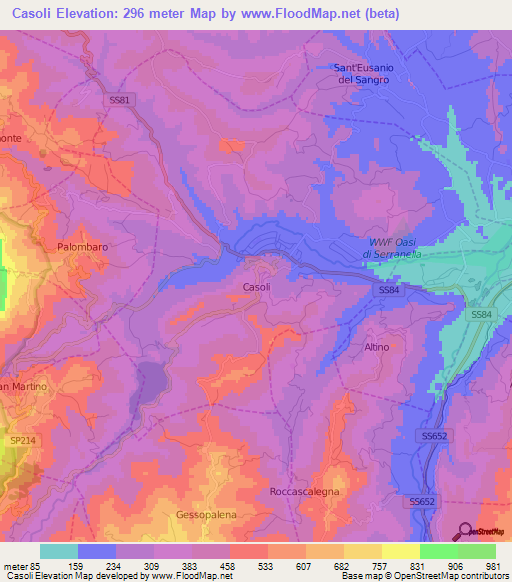 Casoli,Italy Elevation Map