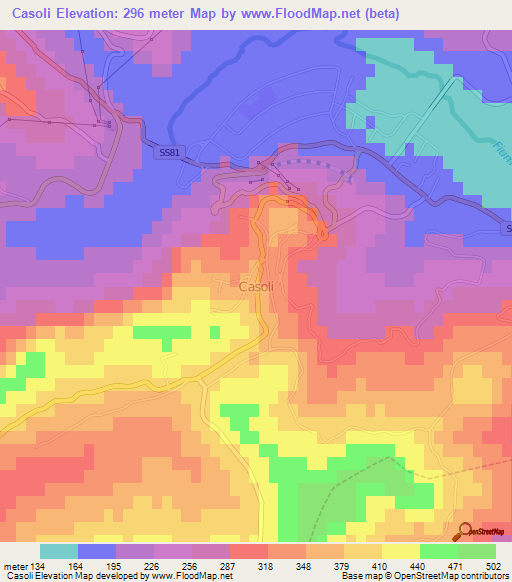 Casoli,Italy Elevation Map