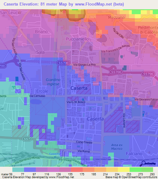 Caserta,Italy Elevation Map