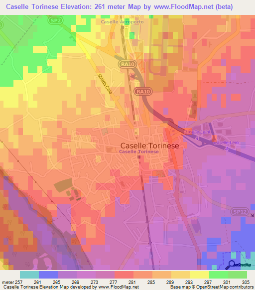 Caselle Torinese,Italy Elevation Map