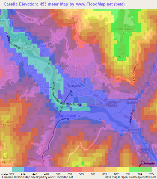 Casella,Italy Elevation Map