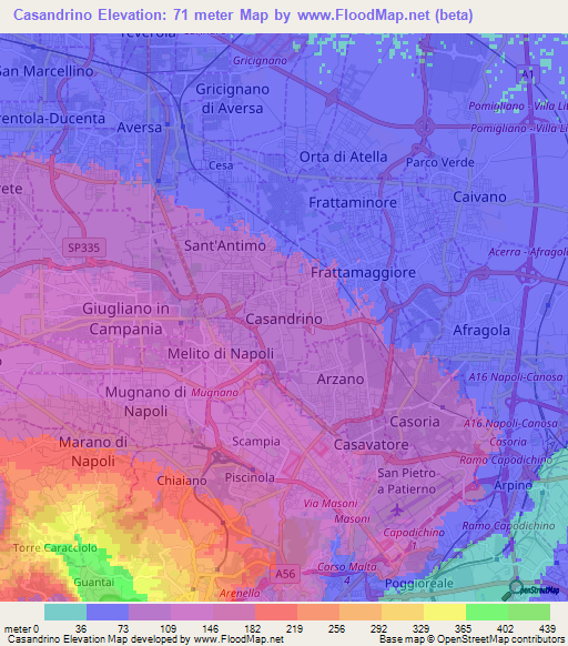 Casandrino,Italy Elevation Map