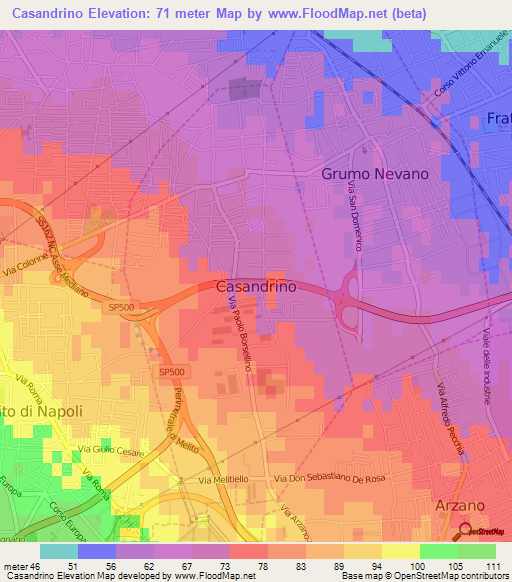 Casandrino,Italy Elevation Map