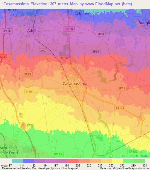 Casamassima,Italy Elevation Map
