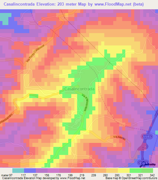 Casalincontrada,Italy Elevation Map