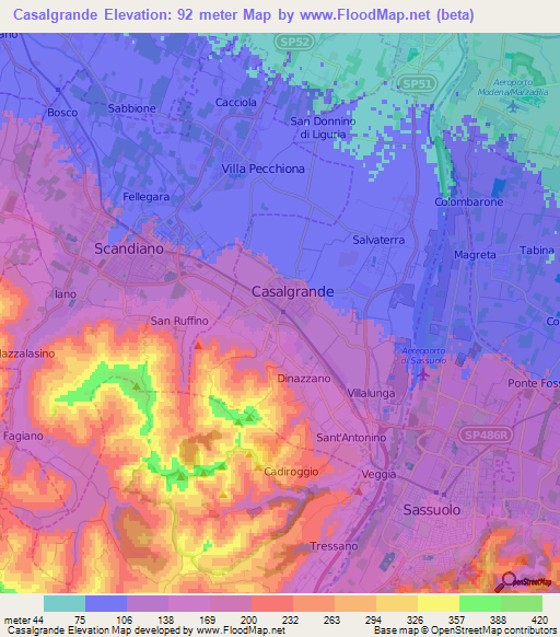 Casalgrande,Italy Elevation Map