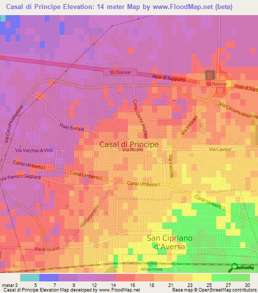 Casal di Principe,Italy Elevation Map