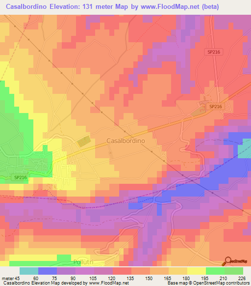 Casalbordino,Italy Elevation Map