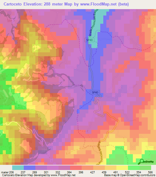 Cartoceto,Italy Elevation Map