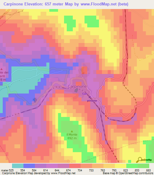 Carpinone,Italy Elevation Map