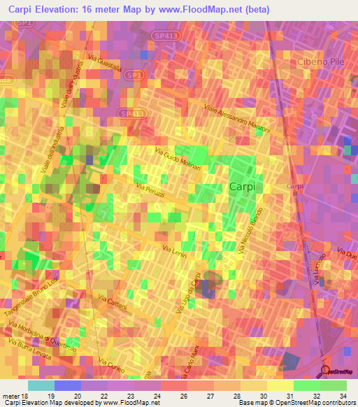 Carpi,Italy Elevation Map