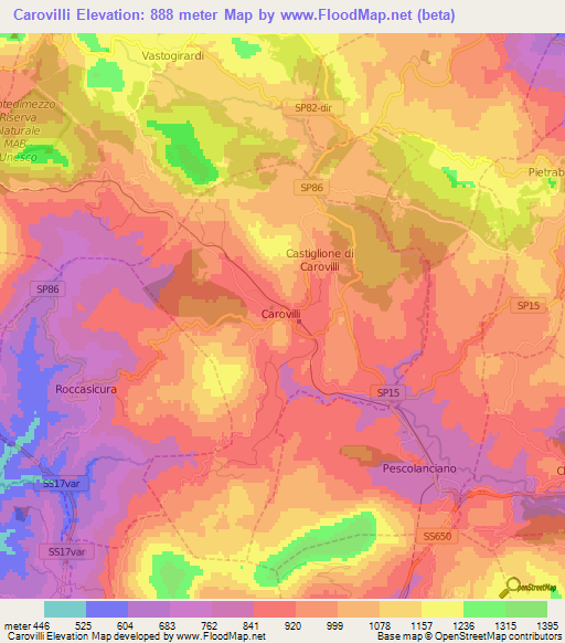 Carovilli,Italy Elevation Map