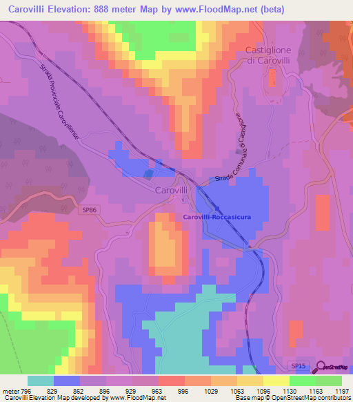 Carovilli,Italy Elevation Map