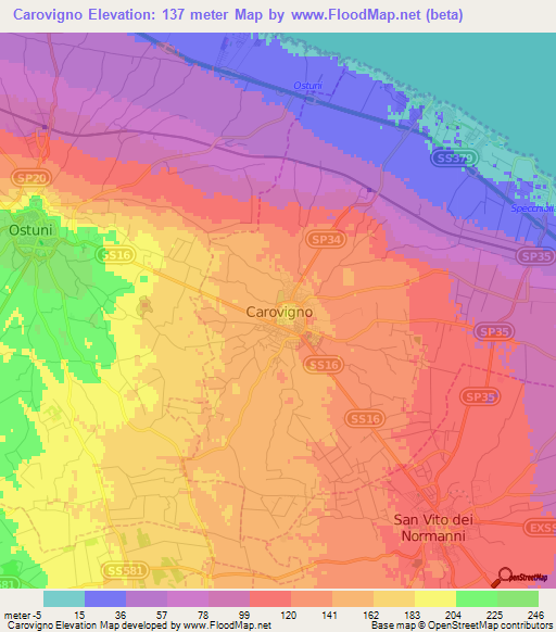 Carovigno,Italy Elevation Map