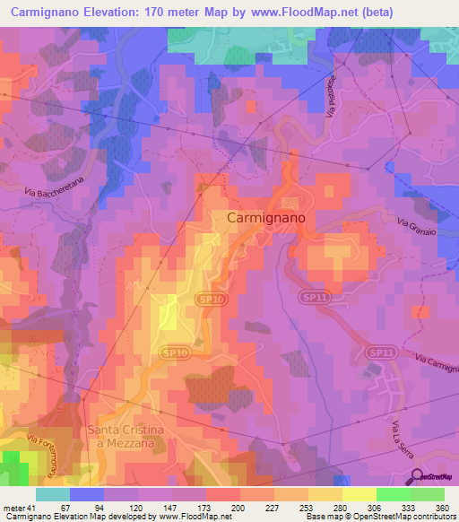 Carmignano,Italy Elevation Map