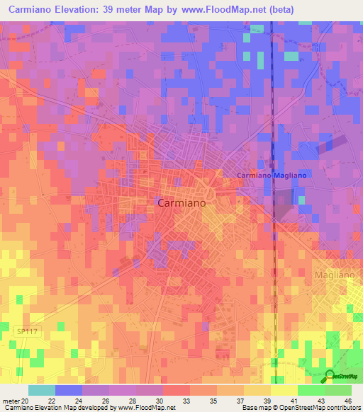 Carmiano,Italy Elevation Map