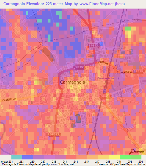 Carmagnola,Italy Elevation Map